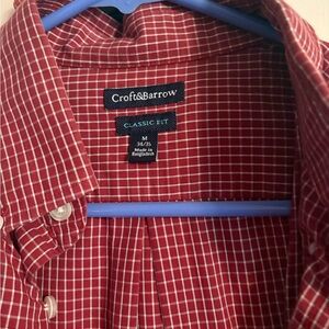 croft & barrow Men's Red Windowpane Plaid Button-Down Shirt